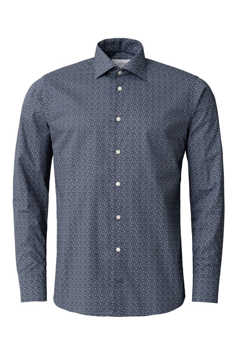 Slim Fit Floral Cotton Dress Shirt, Alternate, color, DARK BLUE