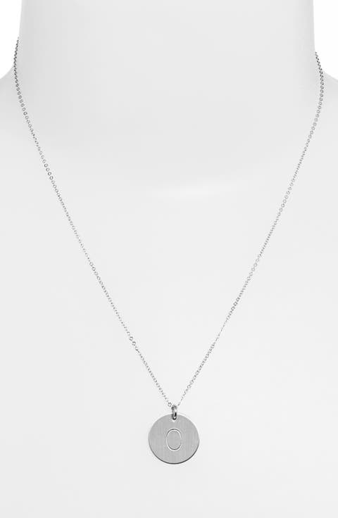 Sterling Silver Initial Disc Necklace