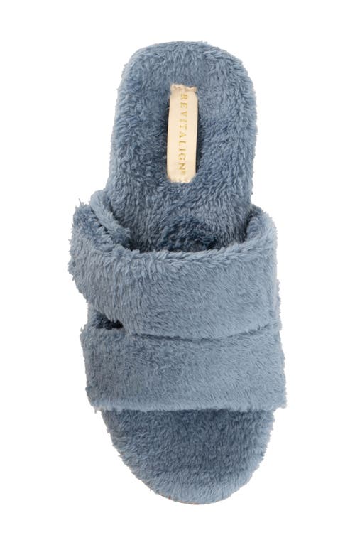 Revitalign Callie High Pile Fleece Slide Slipper In Blue