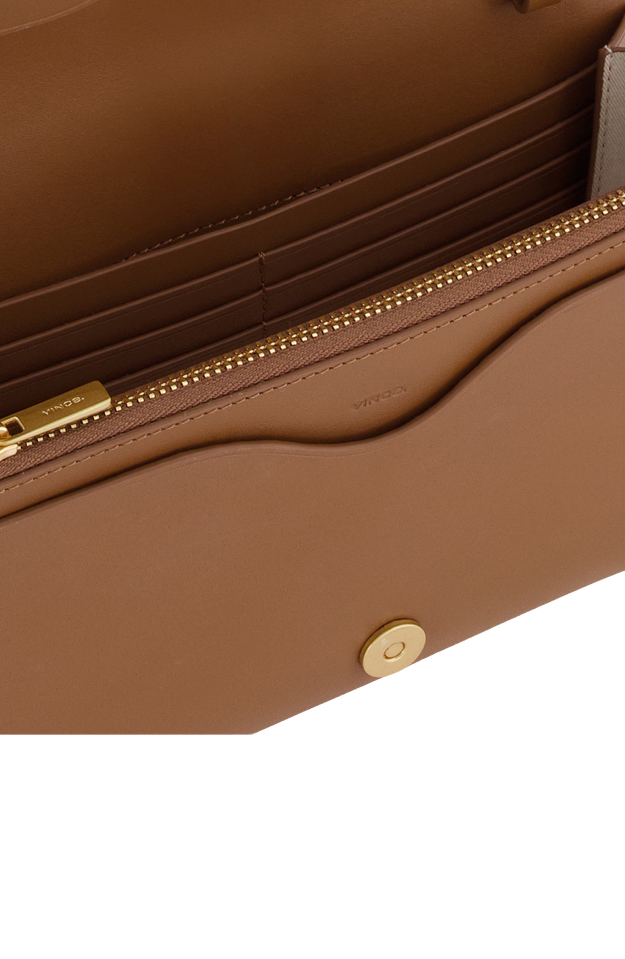 Vince Woven Leather Wallet on a Strap, Alternate, color, Saddle/ Milk