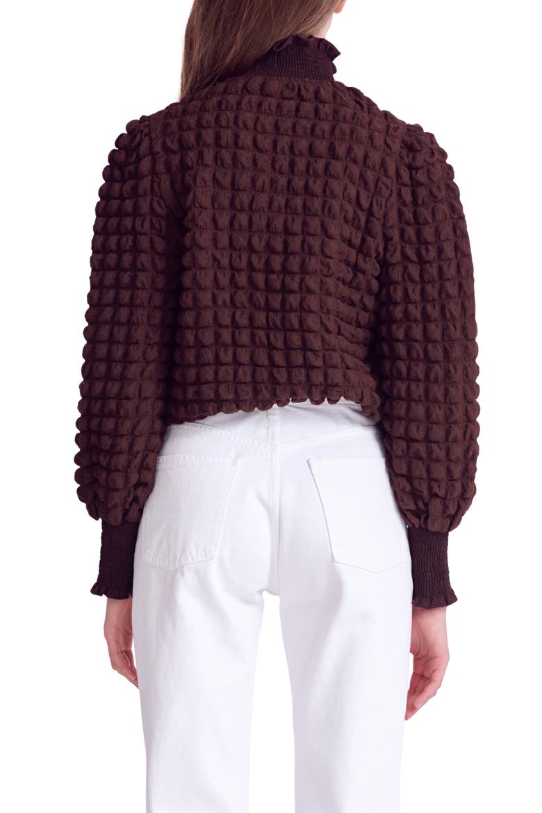 Smocked Turtleneck Top, Alternate, color, BROWN
