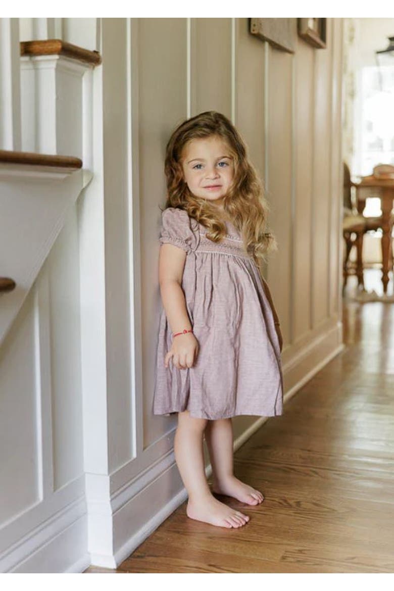 Looms Stitch Collection - 3/4 Smocked Linen Dress, Alternate, color, Mauve