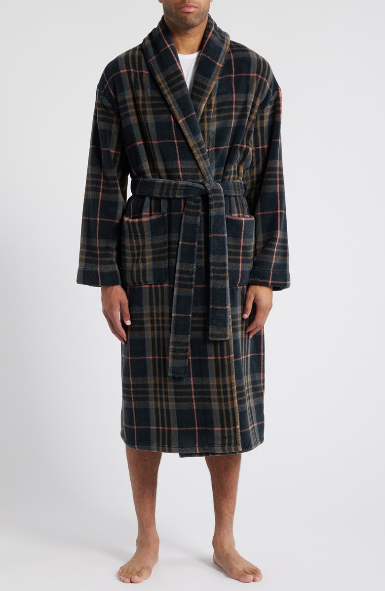 Majestic International Nor'easter Plaid Fleece Robe, Main, color,