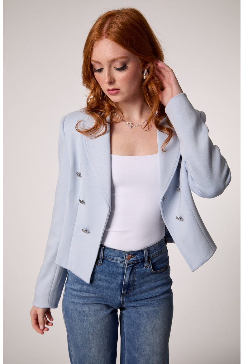 Charlotte Cropped Blazer, Alternate, color, Baby Blue