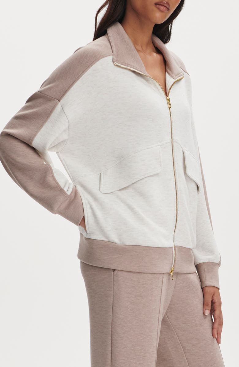 Varley Garcia Full Zip Sweatshirt, Alternate, color, Ivory Marl/ Taupe Marl