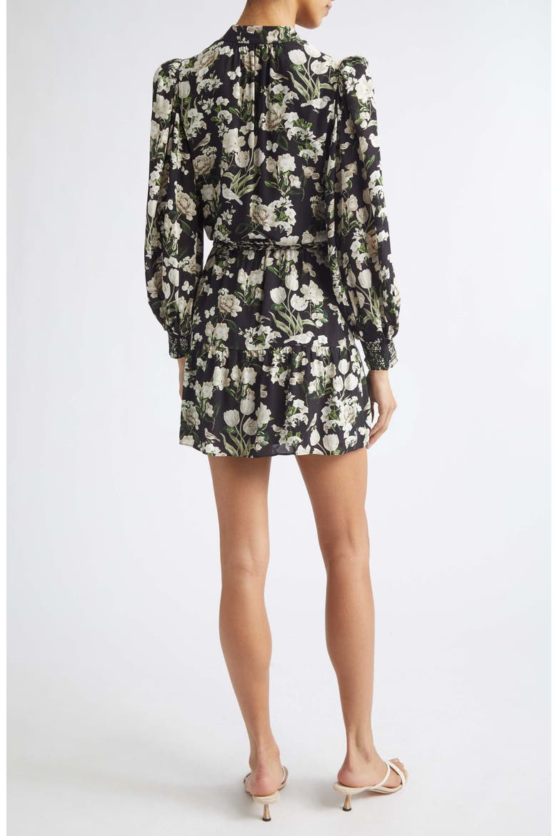Antonette Floral Print Long Sleeve Minidress, Alternate, color, MORNINGSTAR FLORAL BLACK