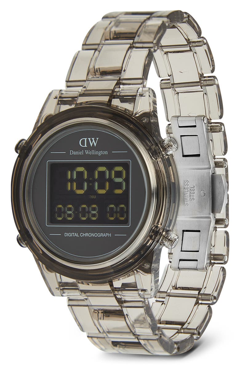 Daniel Wellington Retro Digital Bracelet Watch, 36mm, Alternate, color, Transparent Soft Grey