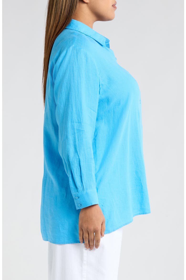 Classic Collar Organic Linen Shirt, Alternate, color, AZURE