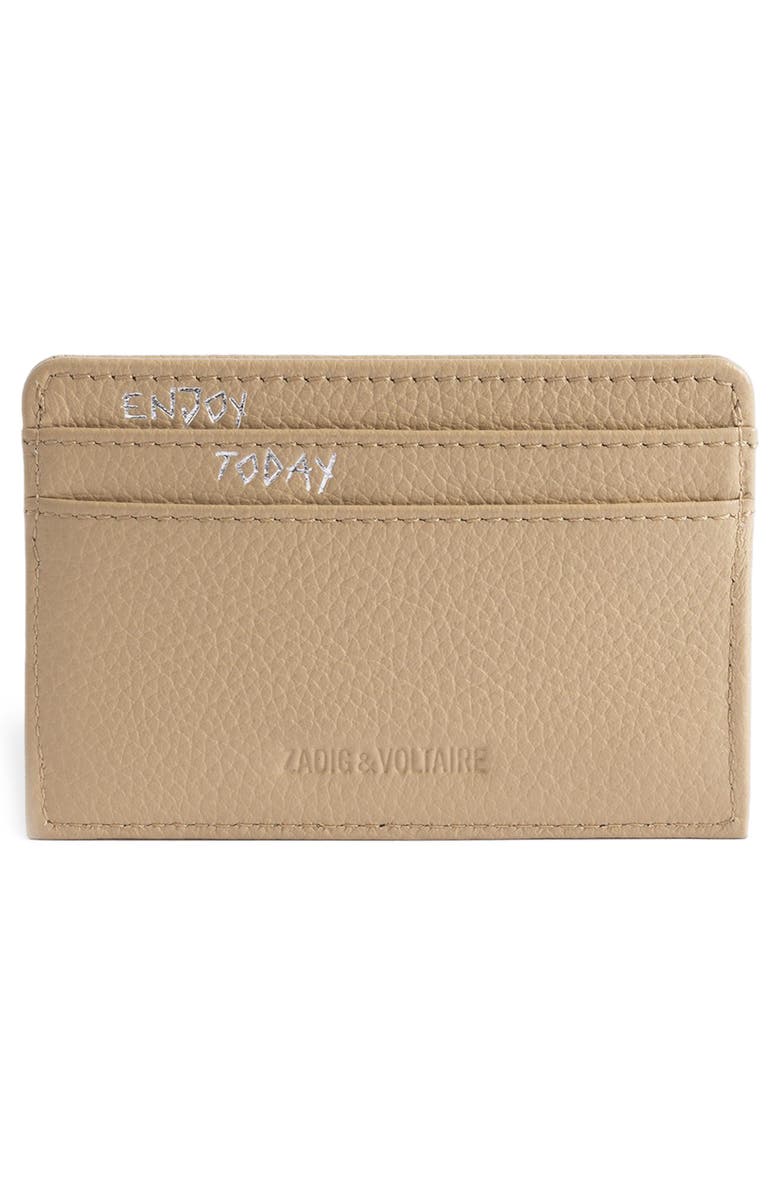 Zadig & Voltaire Pass Leather Card Case, Alternate, color, Clay