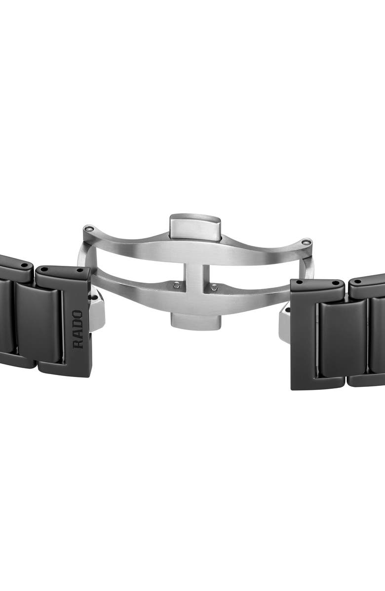 RADO True Square Skeleton Automatic Ceramic Bracelet Watch, 38mm, Alternate, color, Black