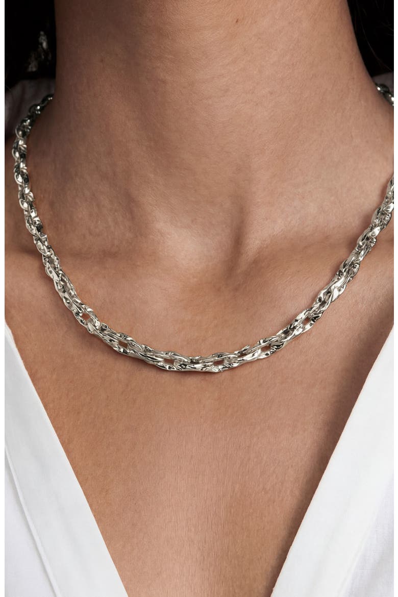 Sculpted Links Necklace, Alternate, color, SILVER