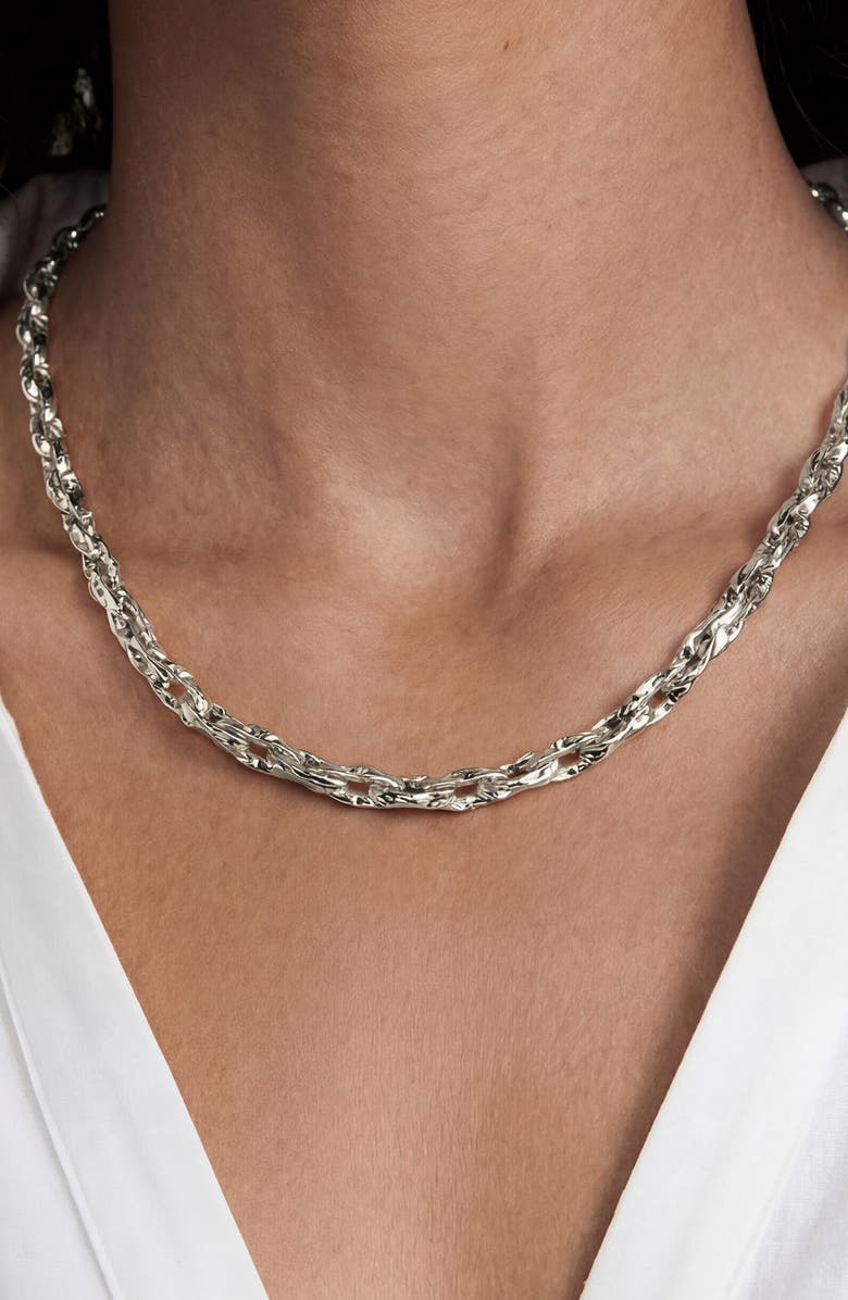 Ettika Sculpted Links Necklace, Alternate, color, Silver