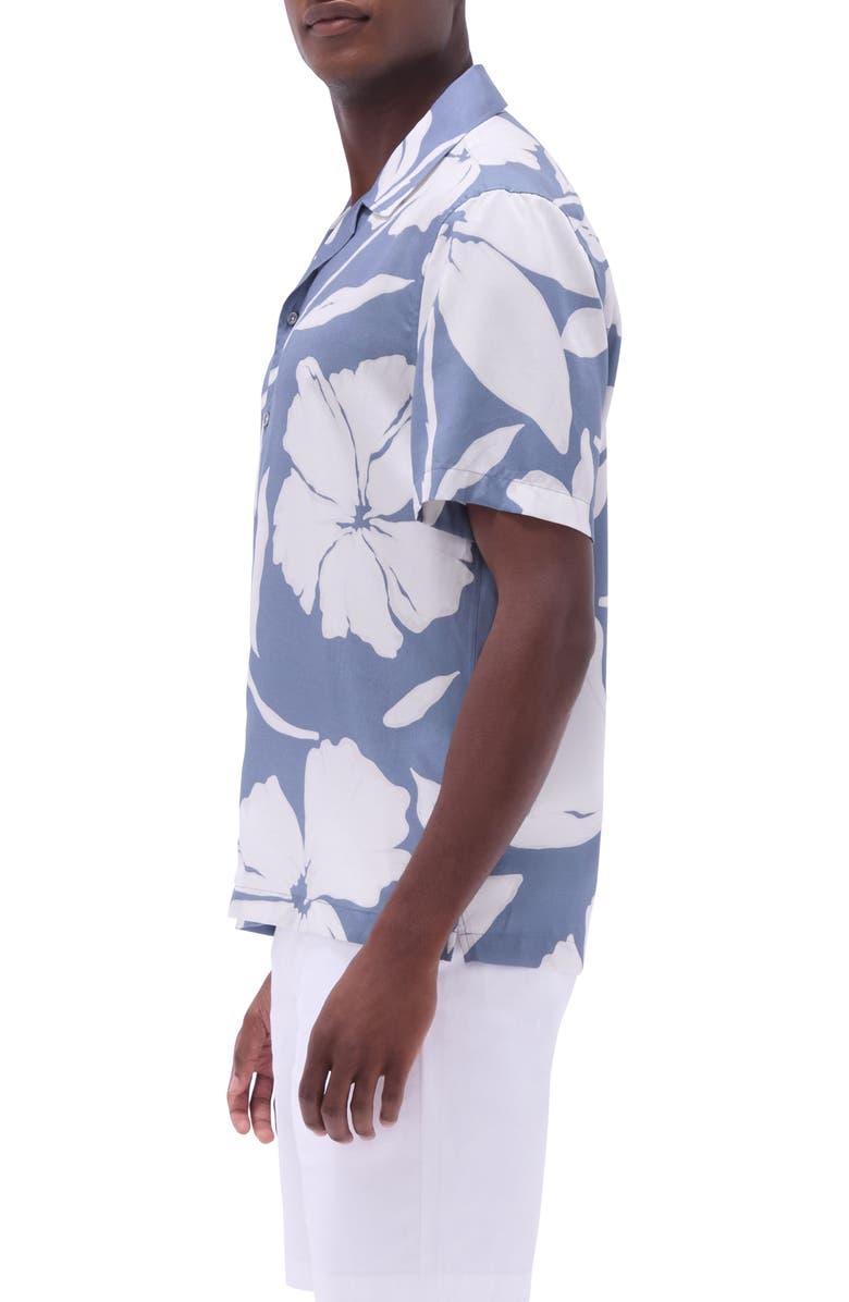 Bugatchi Jackson Floral Lyocell Camp Shirt, Alternate, color, Steel