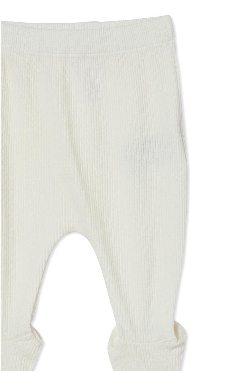 Cotton On Kids Organic Pointelle Footed Legging, Alternate, color, Milk