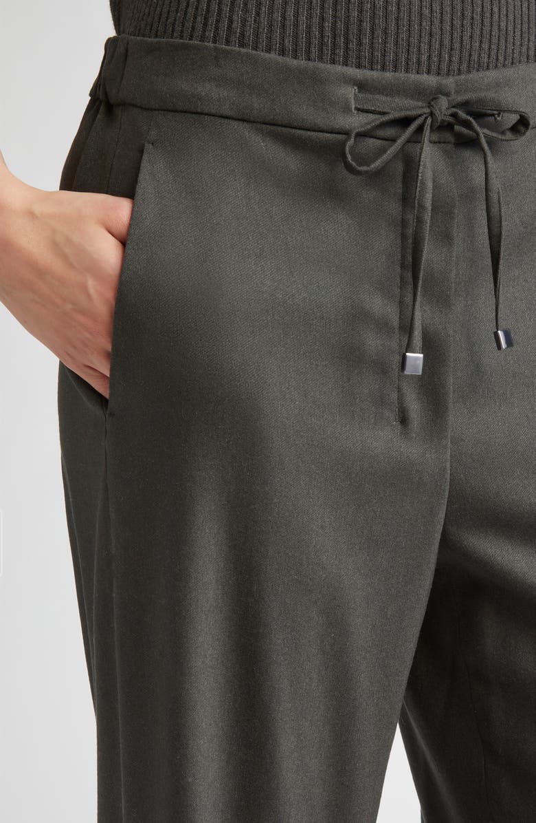 Max Mara Flora Stretch Virgin Wool Drawstring Pants, Alternate, color, Dark Green