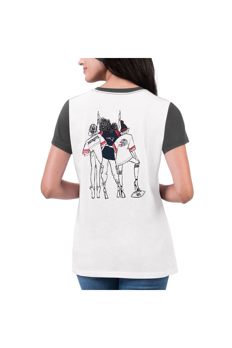 Women's G-III 4Her by Carl Banks White/Navy New England Patriots Fashion Illustration T-Shirt, Alternate, color, White