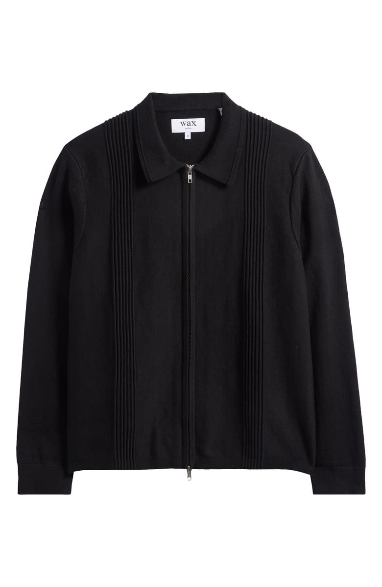Wax London Lennox Ribbed Knit Cotton & Cashmere Zip-Up Shirt, Alternate, color, Black