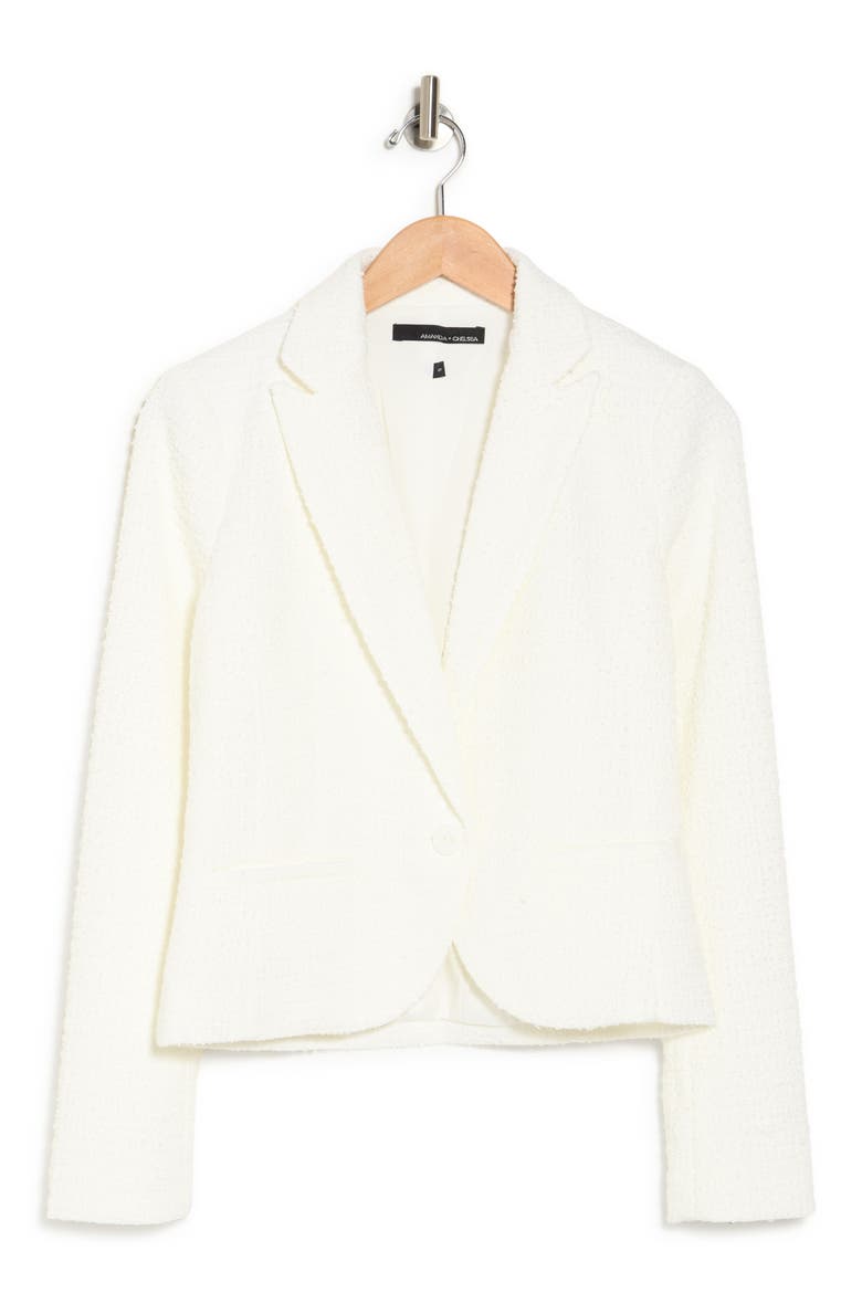 Bouclé Tweed Knit Blazer, Alternate, color, CREAM