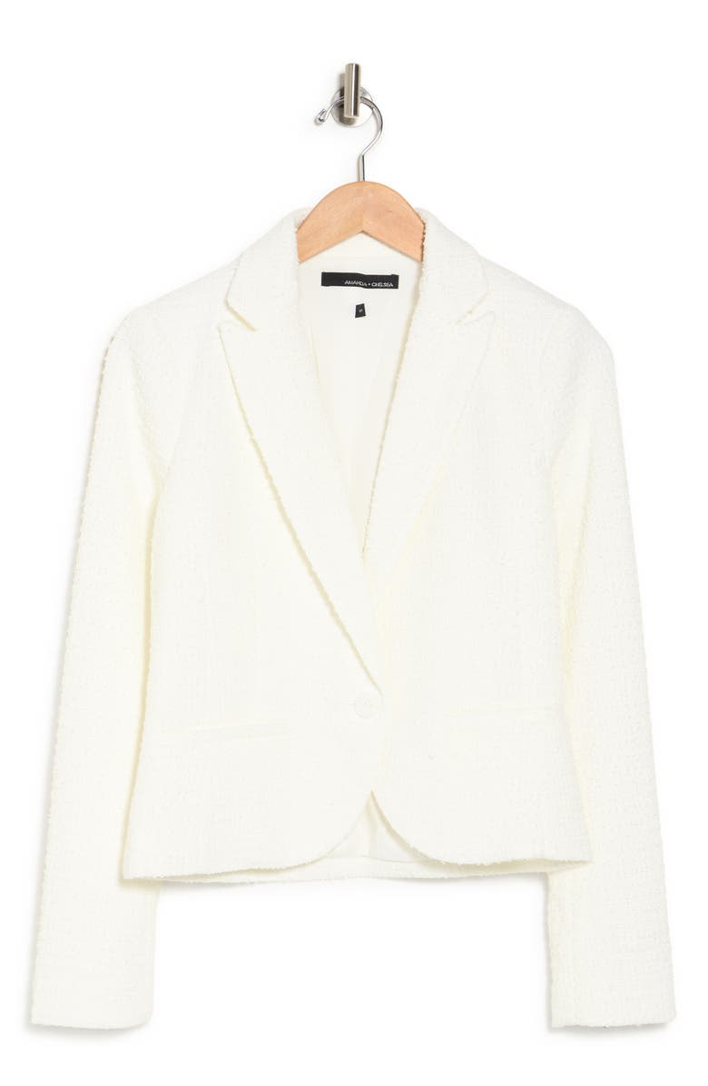 Amanda & Chelsea Bouclé Tweed Knit Blazer, Alternate, color, Cream