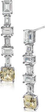 CZ by Kenneth Jay Lane Emerald Baguette Cubic Zirconia Drop Earrings