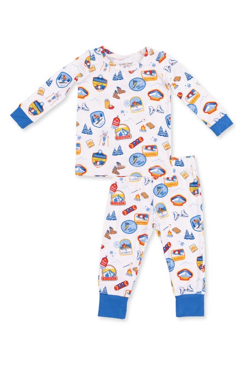 Kids' Vintage Ski Patches Fitted Two-Piece Pajamas