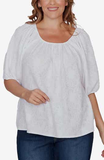 RUBY RD Floral Textured Knit Top