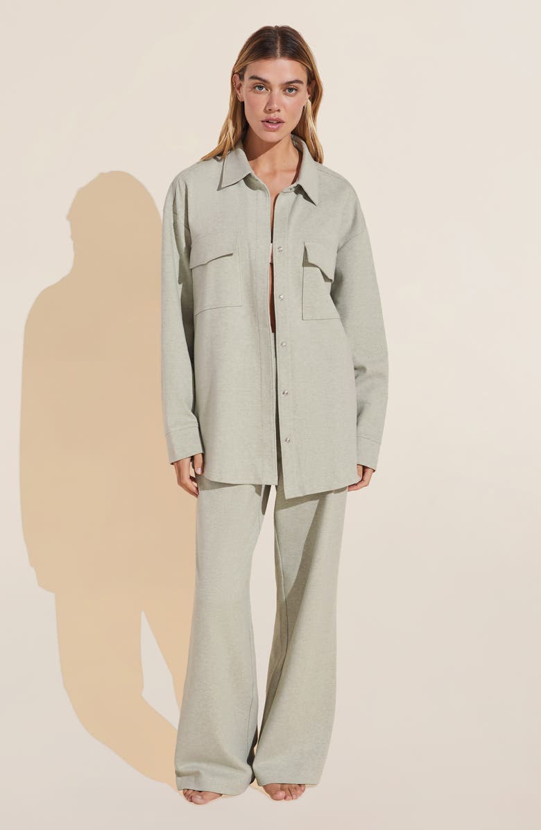 Eberjey Luxe Sweats Stretch Cotton Snap Shacket, Alternate, color,