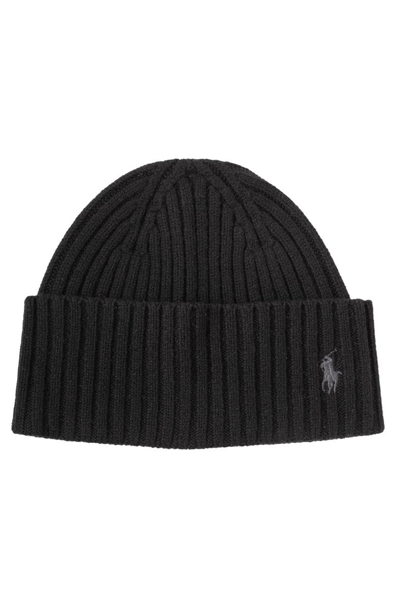 Polo Ralph Lauren Bold Cuff Beanie, Main, color, Polo Black