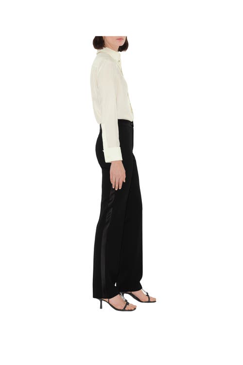 Burberry Wool Tuxedo Trousers In Multi