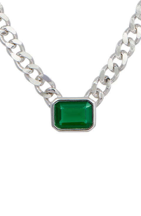 Simulated Emerald Chain Necklace
