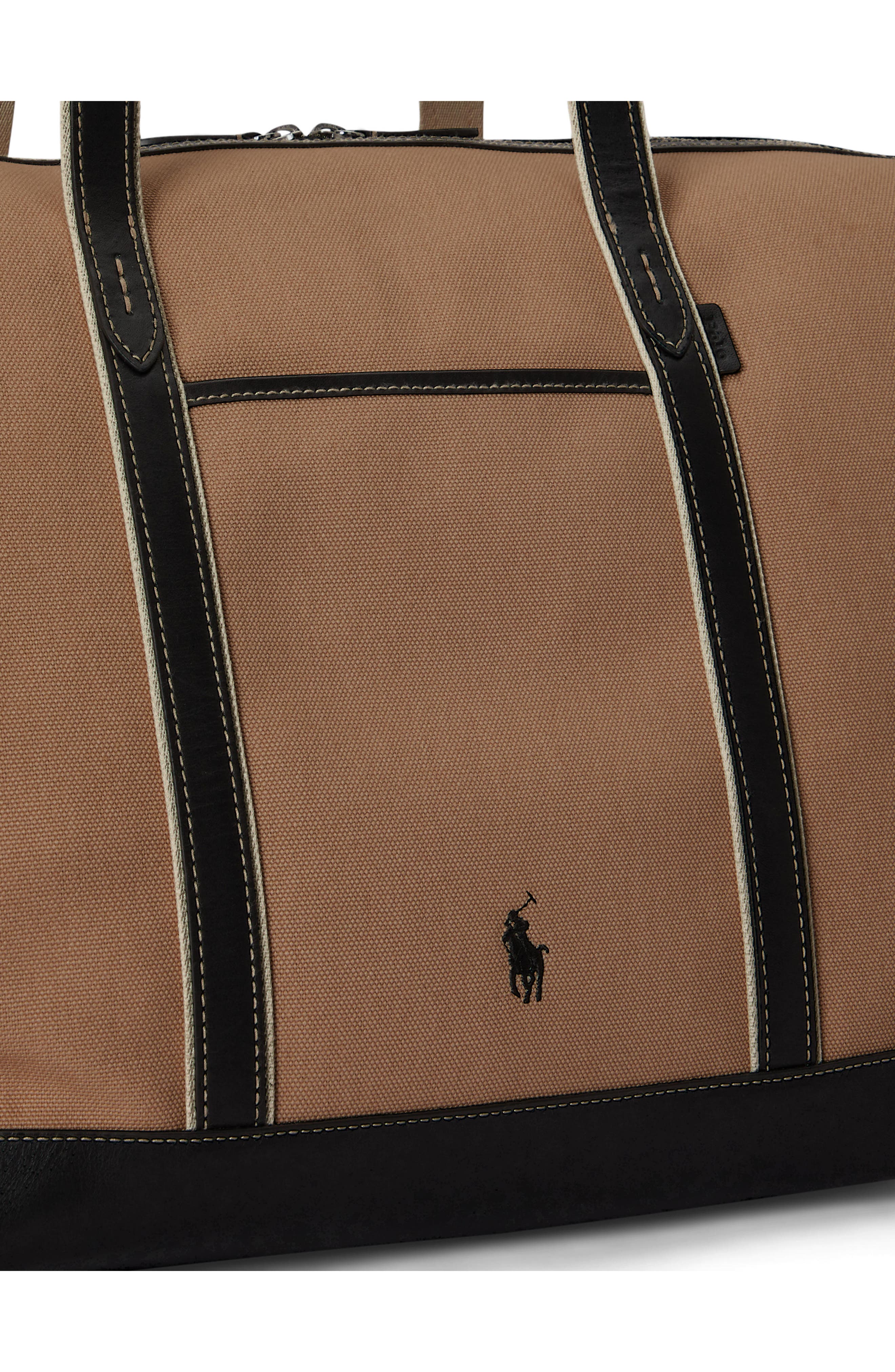 Large Canvas & Leather Tote, Alternate, color, PORCELAIN/ BLACK