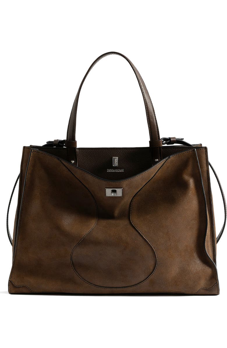 Zadig & Voltaire Jack Suede & Leather Shoulder Bag, Main, color, Wood