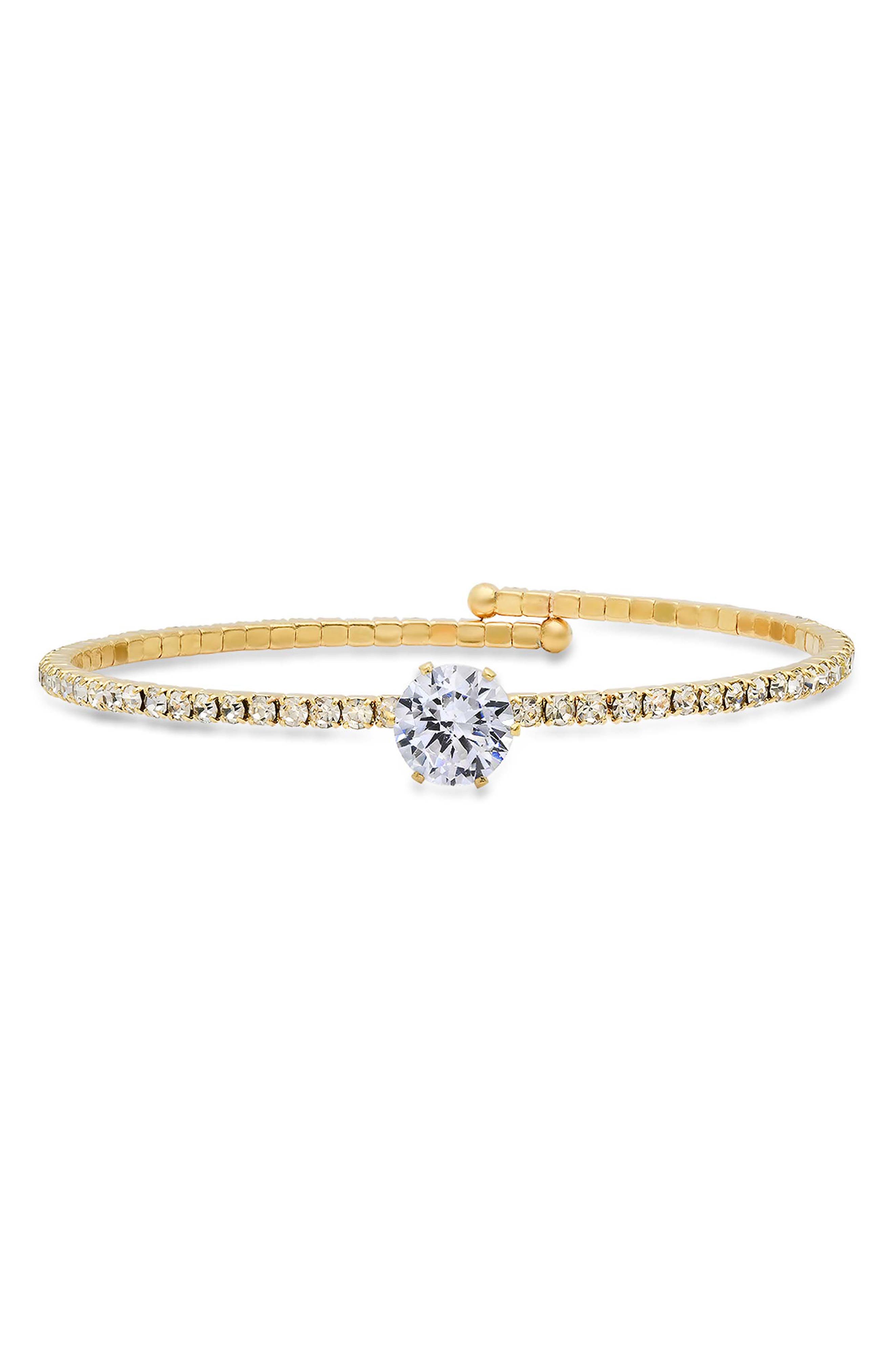 Cubic Zirconia Bypass Cuff Bracelet