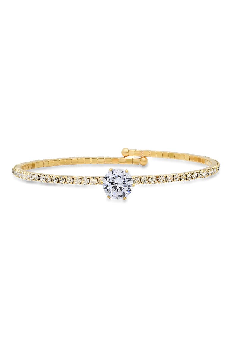 Cubic Zirconia Bypass Cuff Bracelet, Main, color, GOLD