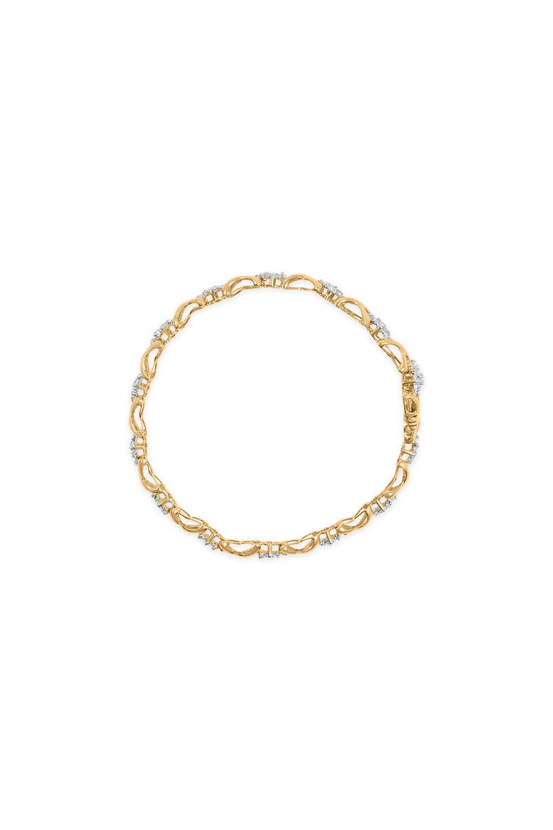 10k Yellow Gold 2.00 Cttw Diamond Cluster and Alternating "X" Link Bracelet, Alternate, color, Yellow
