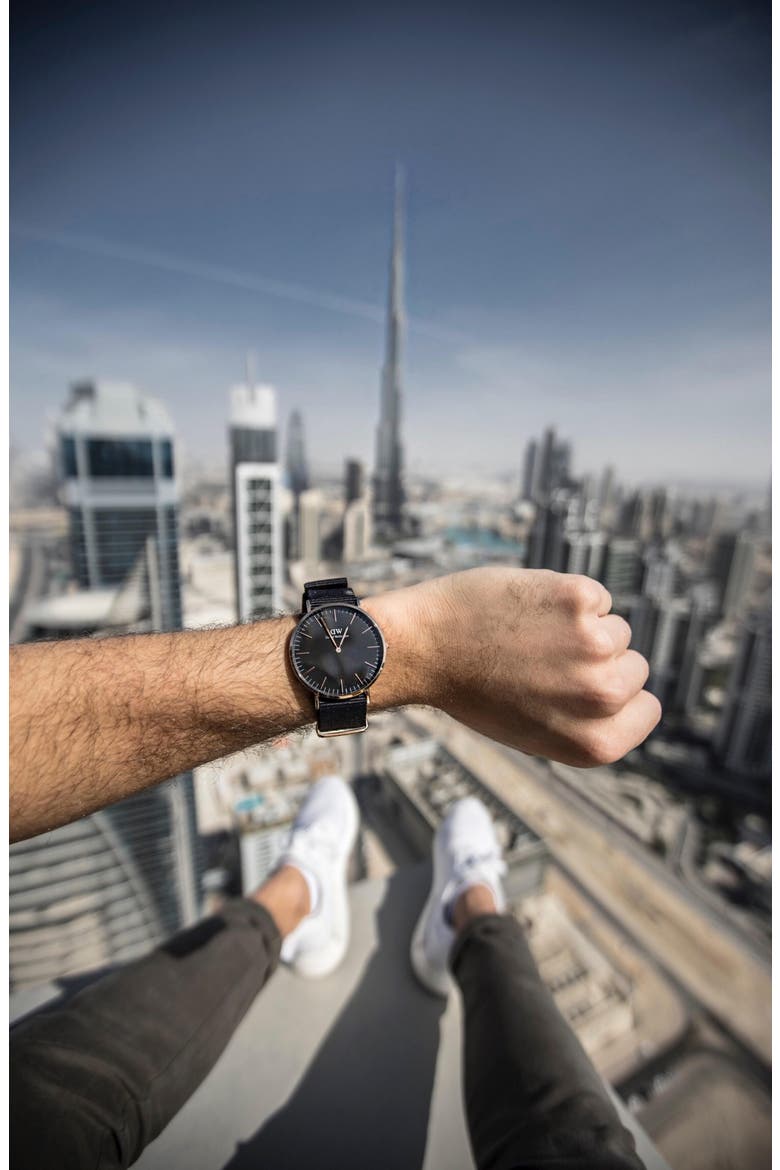 Classic Cornwall NATO Strap Watch, 40mm, Alternate, color, ROSE GOLD/ BLACK