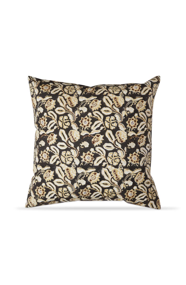 tag Black Honeysuckle Block Print Cotton Throw Pillow Accent, Main, color, Brown