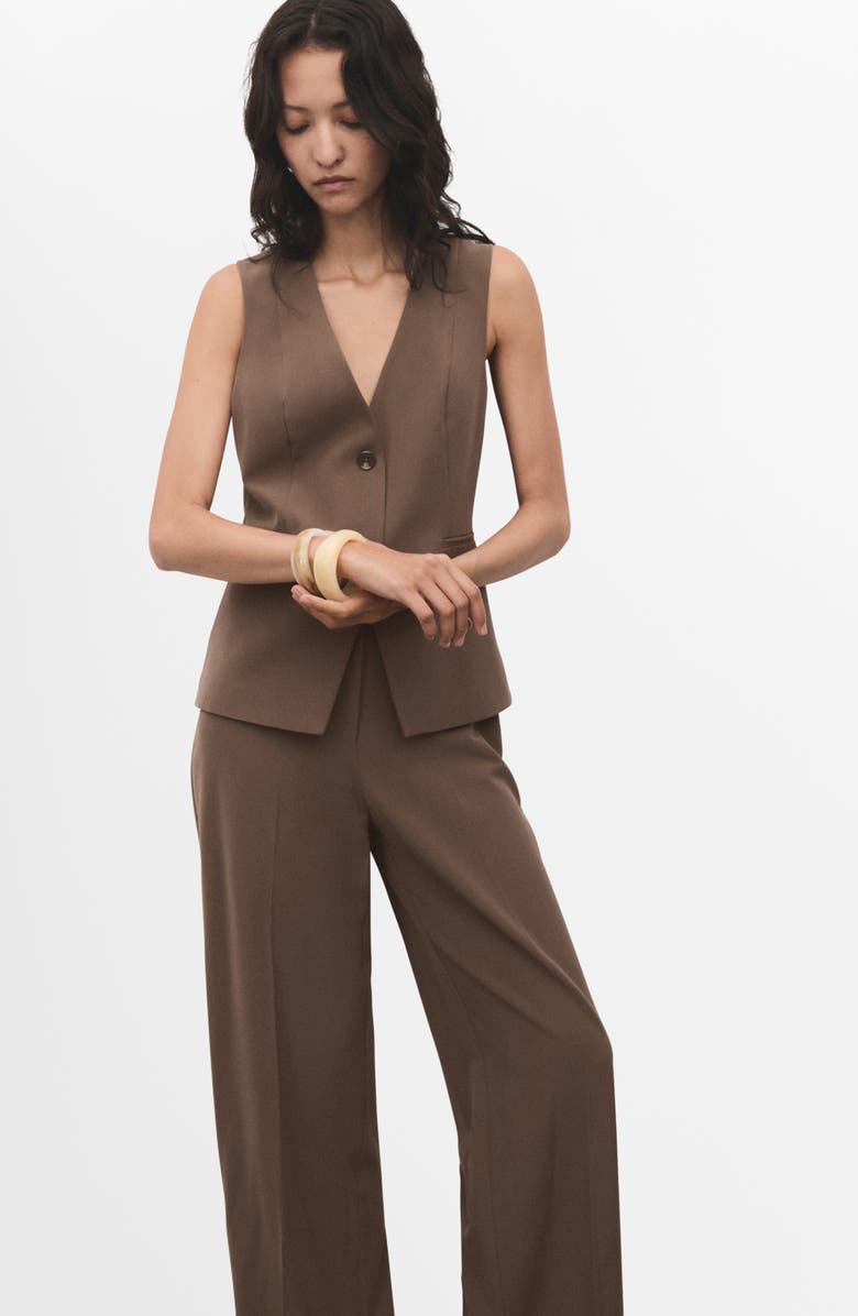 MANGO Sleeveless Wide Leg Jumpsuit, Alternate, color, Brown