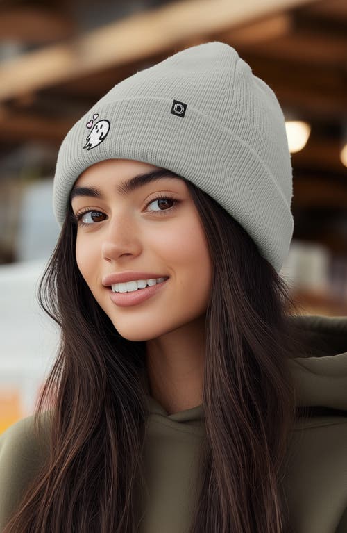 Dalix Heartly Ghost Beanie In Light Gray