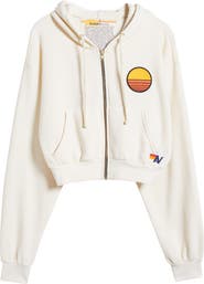 Aviator Nation Sunset Patch Crop Zip Hoodie