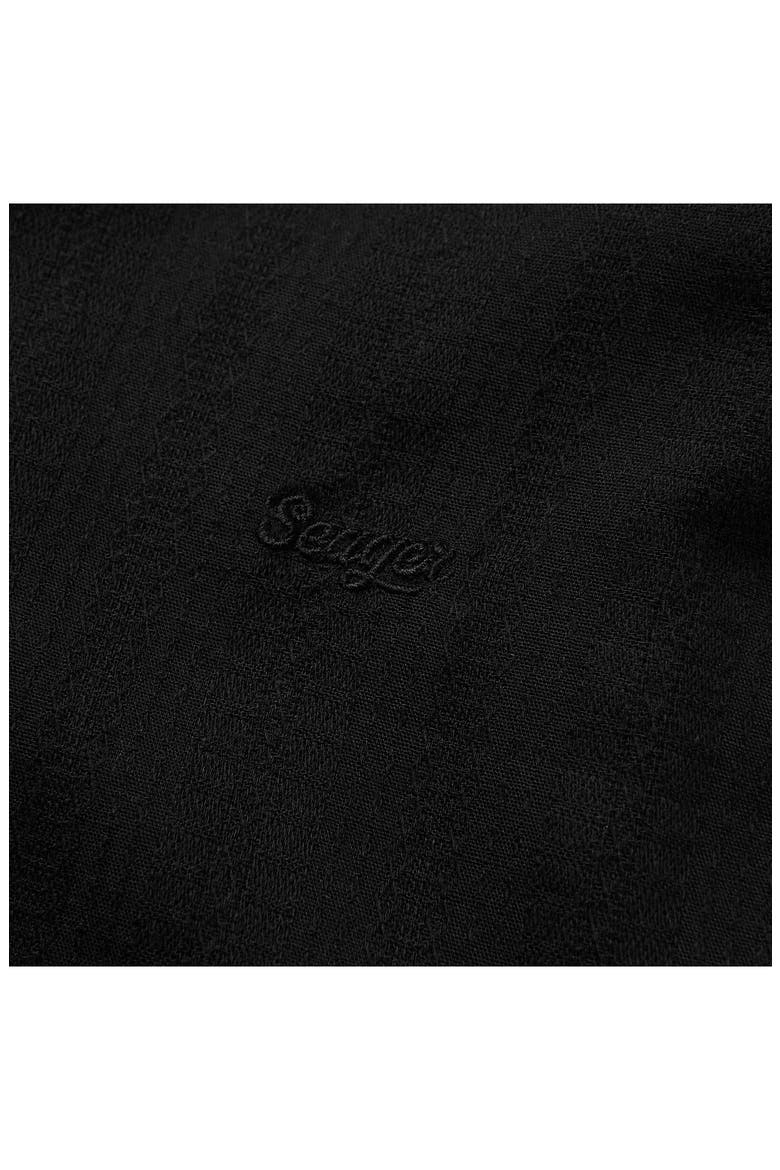 Caldera Stripe Jacquard Short Sleeve Button-Up Shirt, Alternate, color, BLACK