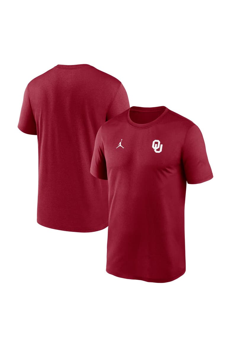Men's Jordan Brand Crimson Oklahoma Sooners 2025 Sideline Small Logo Legend Performance T-Shirt, Main, color, Crimson