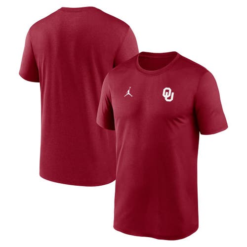 Jordan Brand Crimson Oklahoma Sooners 2025 Sideline Small Logo Legend Performance T-shirt