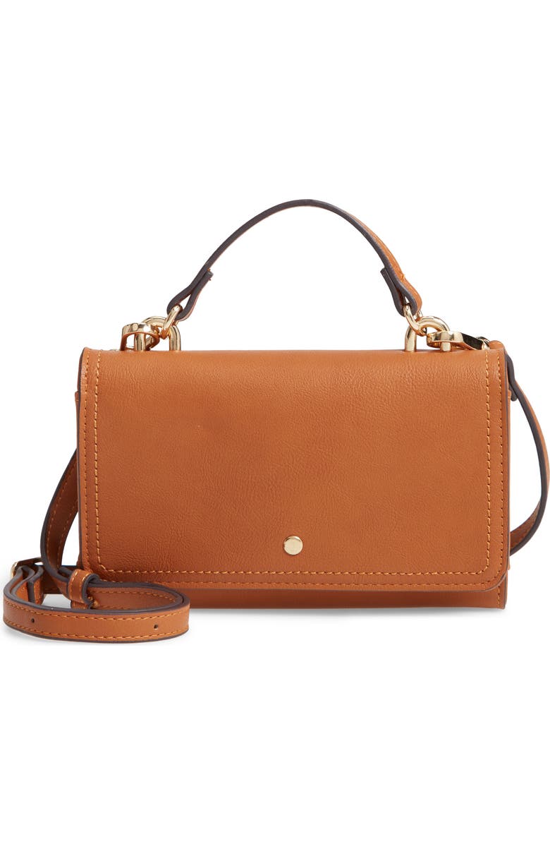 Sole Society Faux Leather Phone Wallet, Main, color,