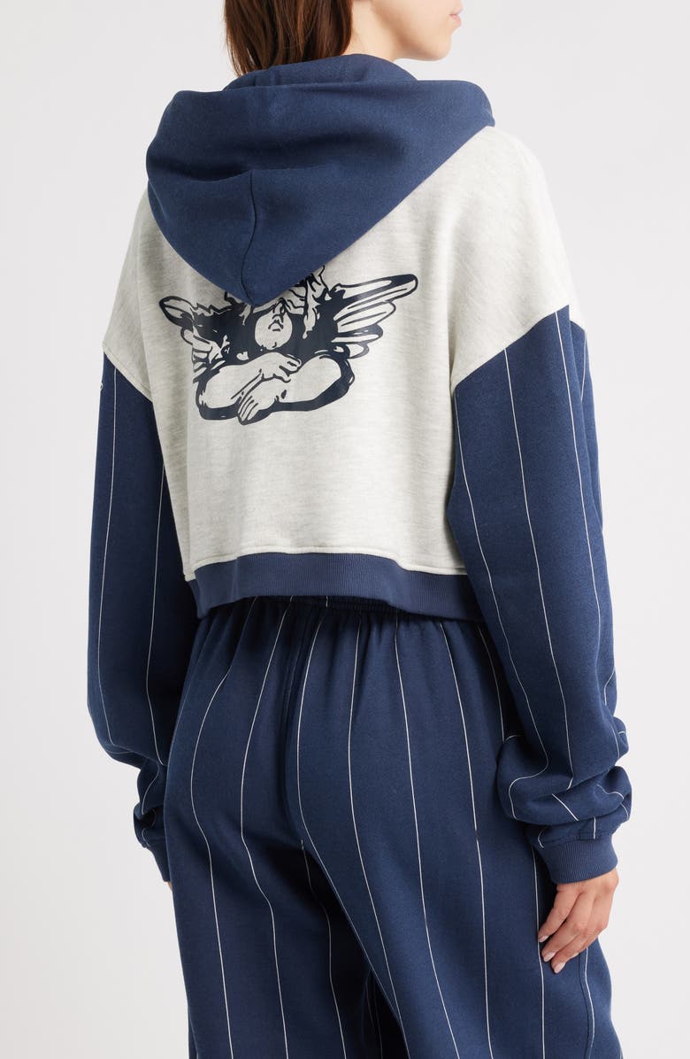 BOYS LIE The Big Leaguer Alex Zip Crop Hoodie, Alternate, color, Navy