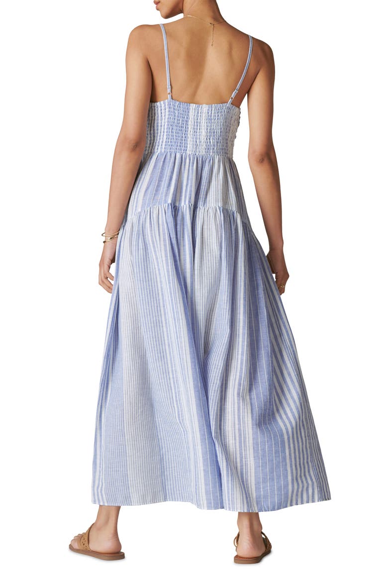 Stripe Cotton & Linen Cutout Sundress, Alternate, color, BLUE MULTI STRIPE