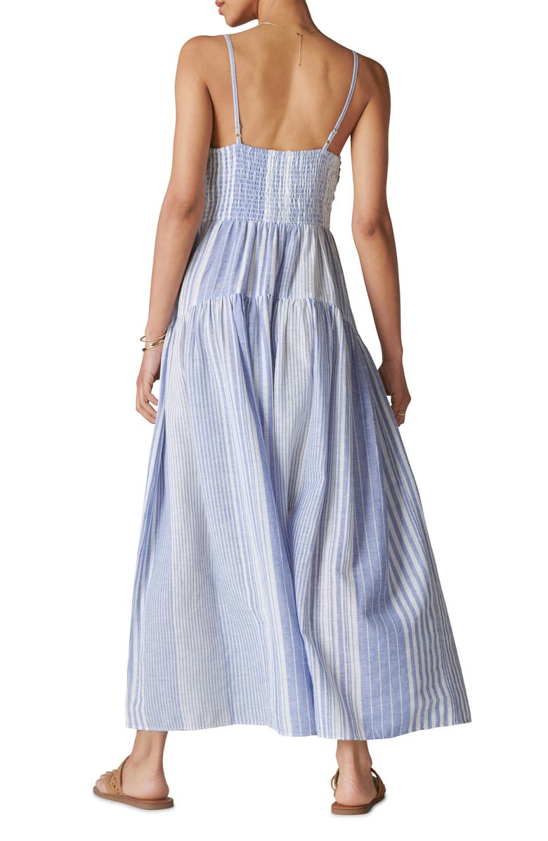 Lucky Brand Stripe Cotton & Linen Cutout Sundress, Alternate, color,