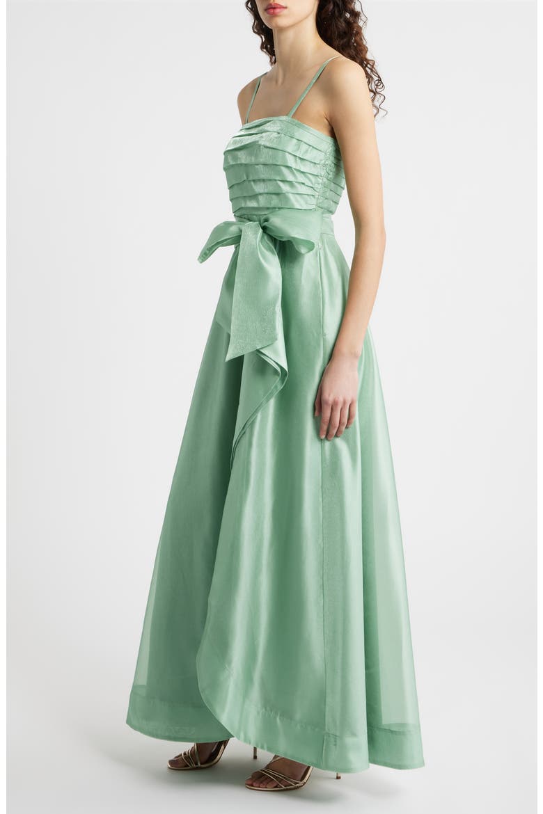 Pleated Bodice Organza Gown, Alternate, color, SAGE