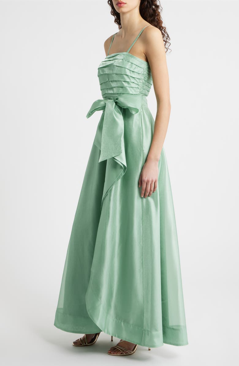 Tahari ASL Pleated Bodice Organza Gown, Alternate, color, Sage