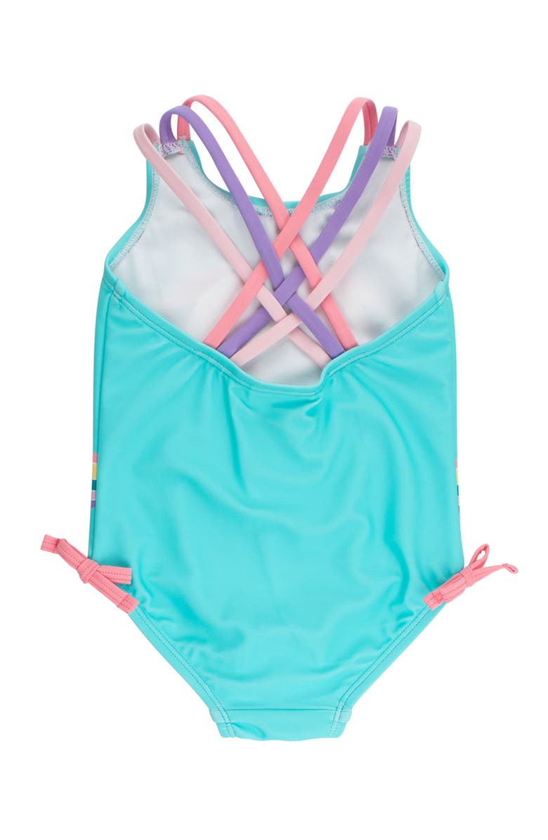 RuffleButts UPF50 Sun Protected Cross-Back One Piece, Alternate, color, Magical Unicorns